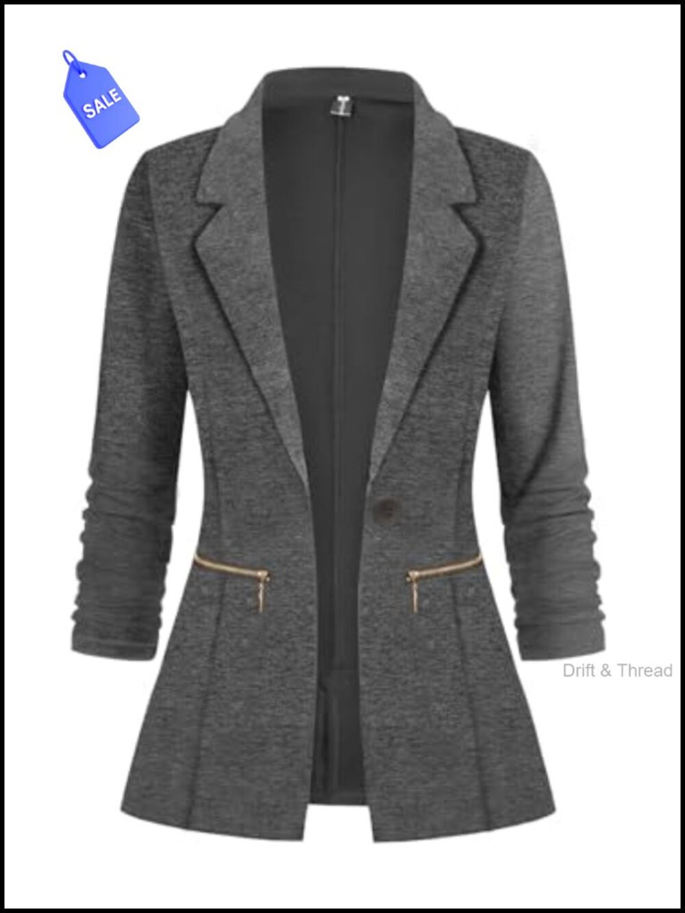 Womens Casual Blazer Stretch Long Sleeve Work Office Suit Jacket